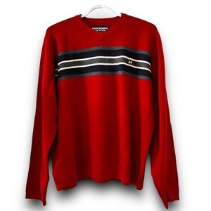 Vintage Abercrombie & Fitch Red Cotton Blend Sweater V-Neck Pullover Size Large